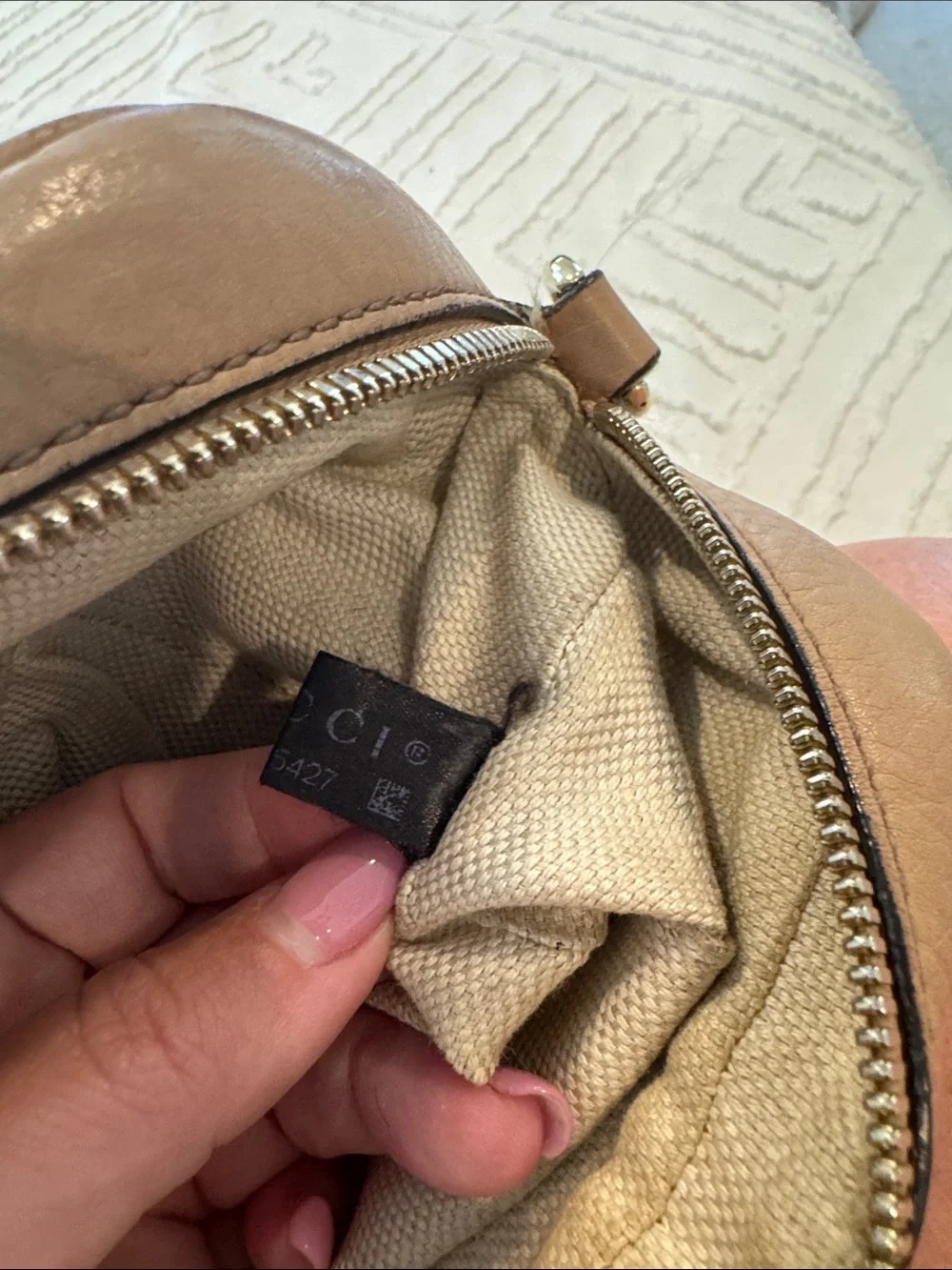 Gucci Tan Pebbled Leather Crossbody with Tassel